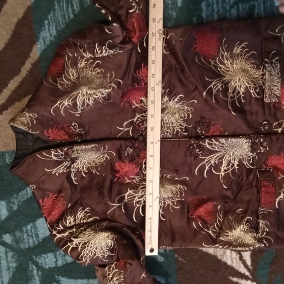Peony Reversible Asian Floral Womens Top Jacket Silk Womens Small - Picture 8 of 11